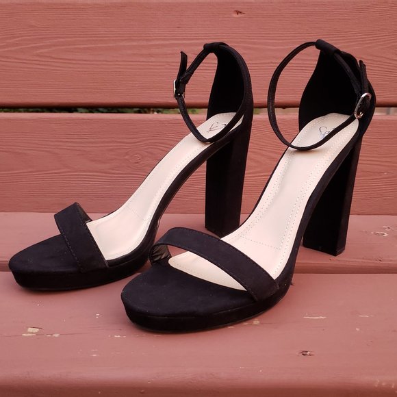 Essential Suede Platform Heels - 10 - Black - Picture 2 of 6